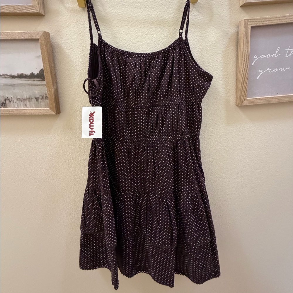 Spaghetti Strap Polka Dot Dress - Black - Picture 2 of 5